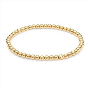 Tory Burch gold Beaded Stretch Logo Bracelet